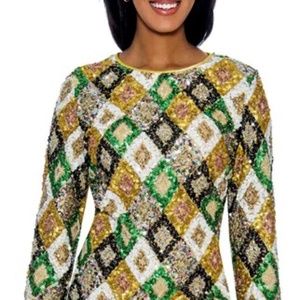 Terramina Sequin  Multi- Color Print Dress
